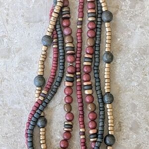 Bohemian style wood necklace